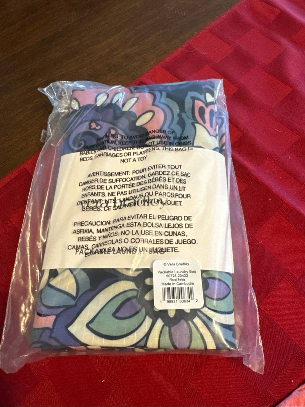 Vera Bradley floral swirls Packable Laundry Bag